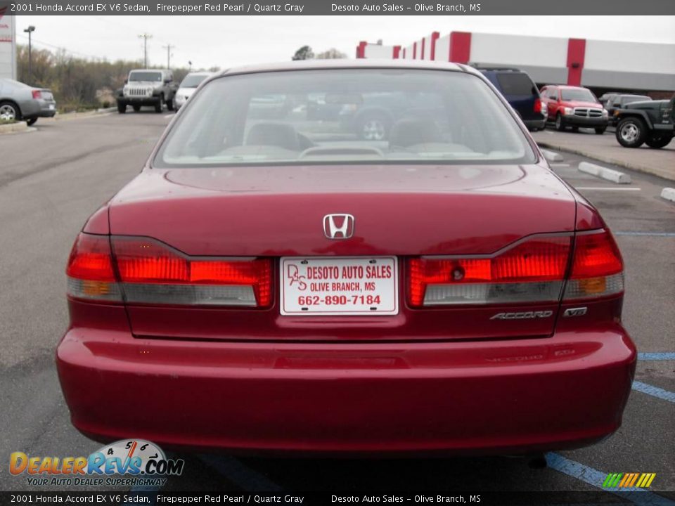 2001 Honda Accord EX V6 Sedan Firepepper Red Pearl / Quartz Gray Photo #7