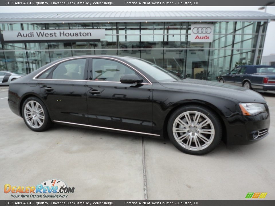 2012 Audi A8 4.2 quattro Havanna Black Metallic / Velvet Beige Photo #1