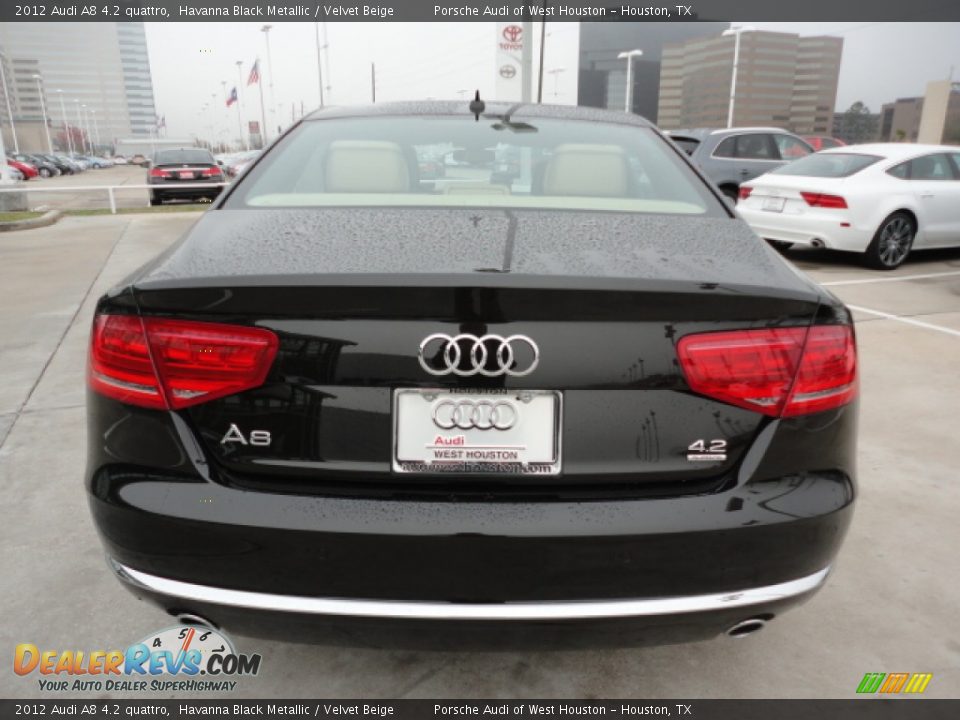 2012 Audi A8 4.2 quattro Havanna Black Metallic / Velvet Beige Photo #4