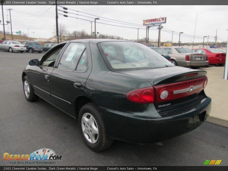 2003 Chevrolet Cavalier Sedan Dark Green Metallic / Neutral Beige Photo #7