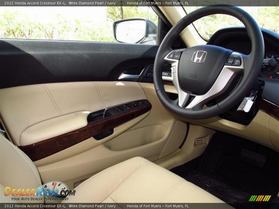 2012 Honda Accord Crosstour EX-L White Diamond Pearl / Ivory Photo #5