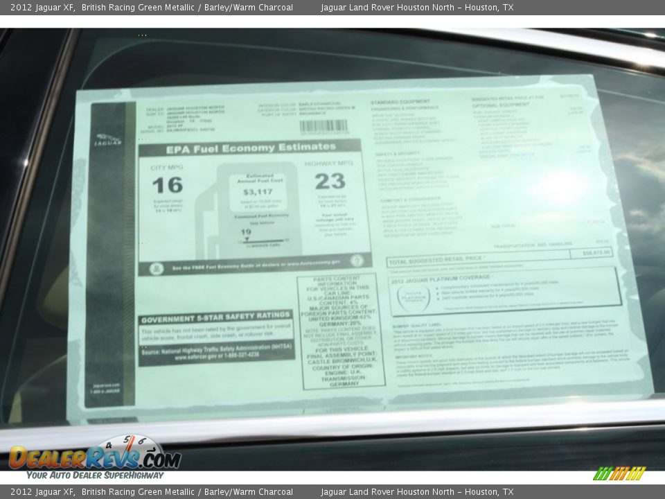 2012 Jaguar XF  Window Sticker Photo #26