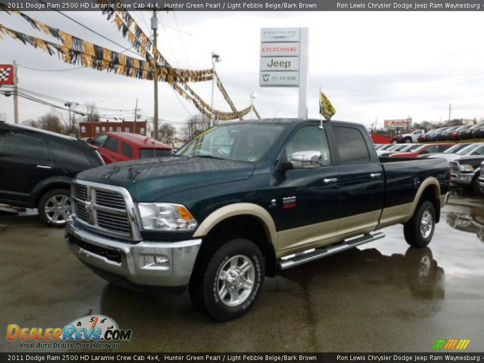 2011 Dodge Ram 2500 HD Laramie Crew Cab 4x4 Hunter Green Pearl / Light Pebble Beige/Bark Brown Photo #1