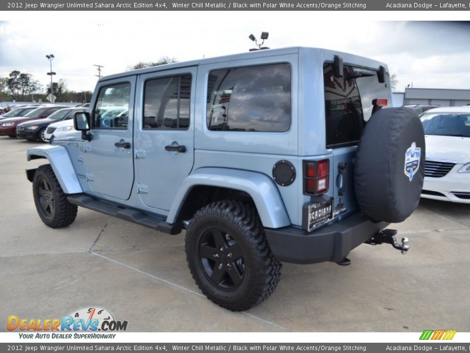 2012 Jeep Wrangler Unlimited Sahara Arctic Edition 4x4 Winter Chill Metallic / Black with Polar White Accents/Orange Stitching Photo #3