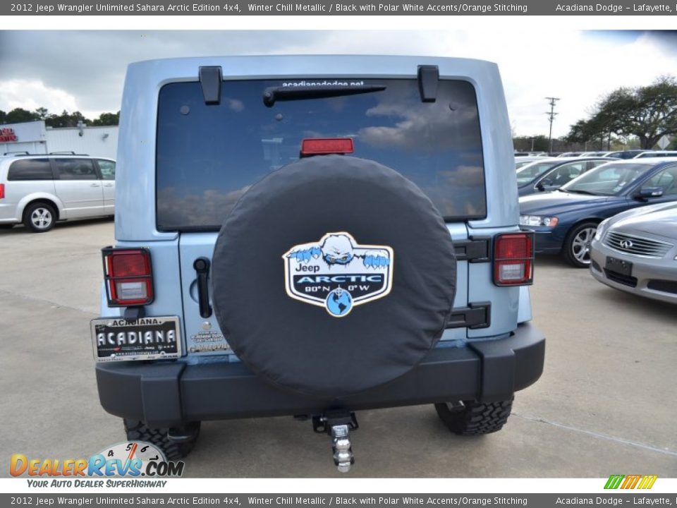 2012 Jeep Wrangler Unlimited Sahara Arctic Edition 4x4 Winter Chill Metallic / Black with Polar White Accents/Orange Stitching Photo #4