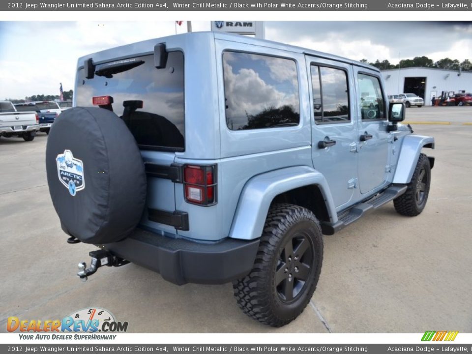 2012 Jeep Wrangler Unlimited Sahara Arctic Edition 4x4 Winter Chill Metallic / Black with Polar White Accents/Orange Stitching Photo #6