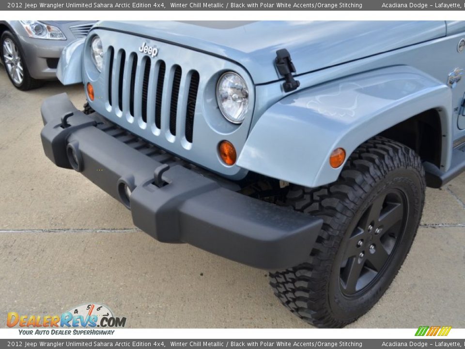 2012 Jeep Wrangler Unlimited Sahara Arctic Edition 4x4 Winter Chill Metallic / Black with Polar White Accents/Orange Stitching Photo #13