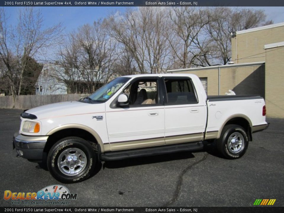 2001 Ford F150 Lariat SuperCrew 4x4 Oxford White / Medium Parchment Photo #1