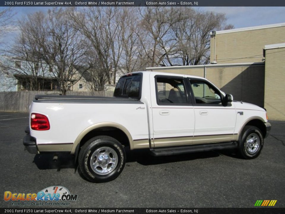 2001 Ford F150 Lariat SuperCrew 4x4 Oxford White / Medium Parchment Photo #9