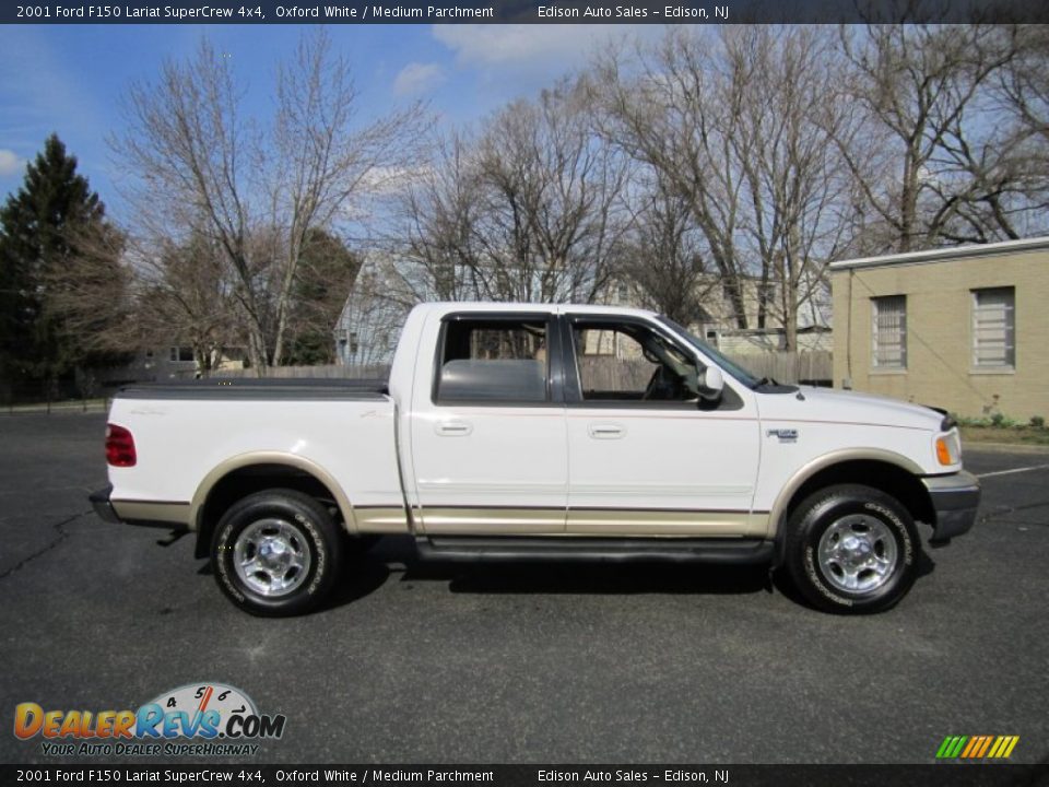 2001 Ford F150 Lariat SuperCrew 4x4 Oxford White / Medium Parchment Photo #10