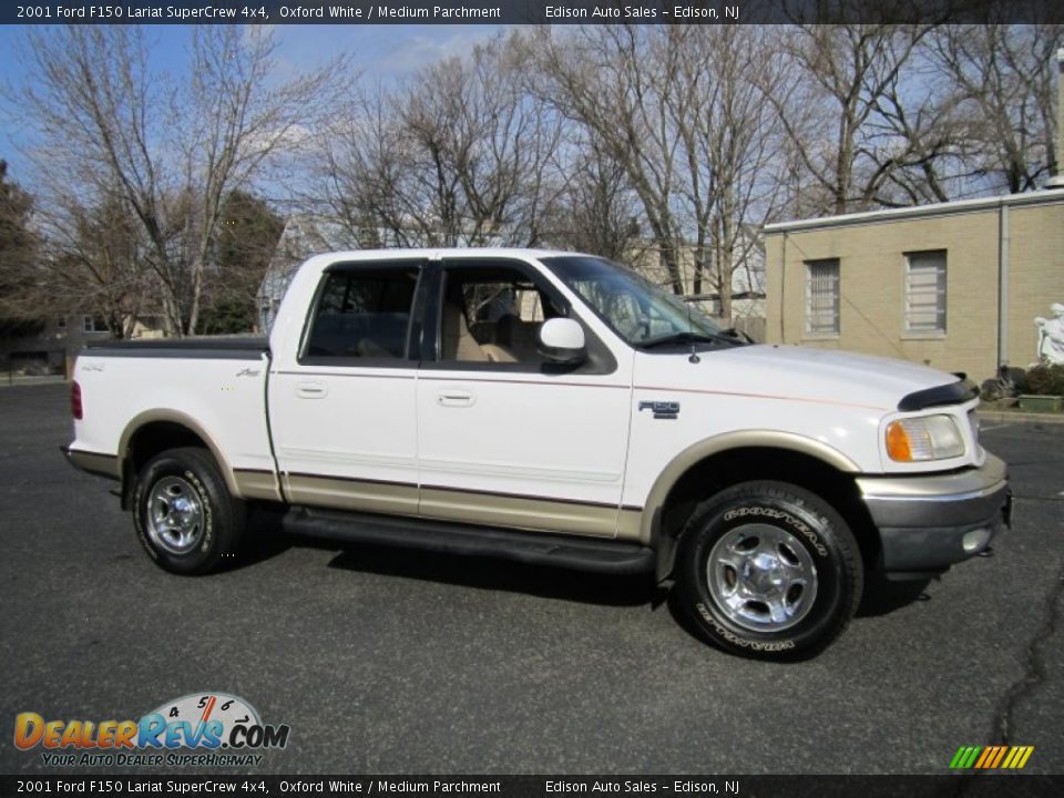 2001 Ford F150 Lariat SuperCrew 4x4 Oxford White / Medium Parchment Photo #11