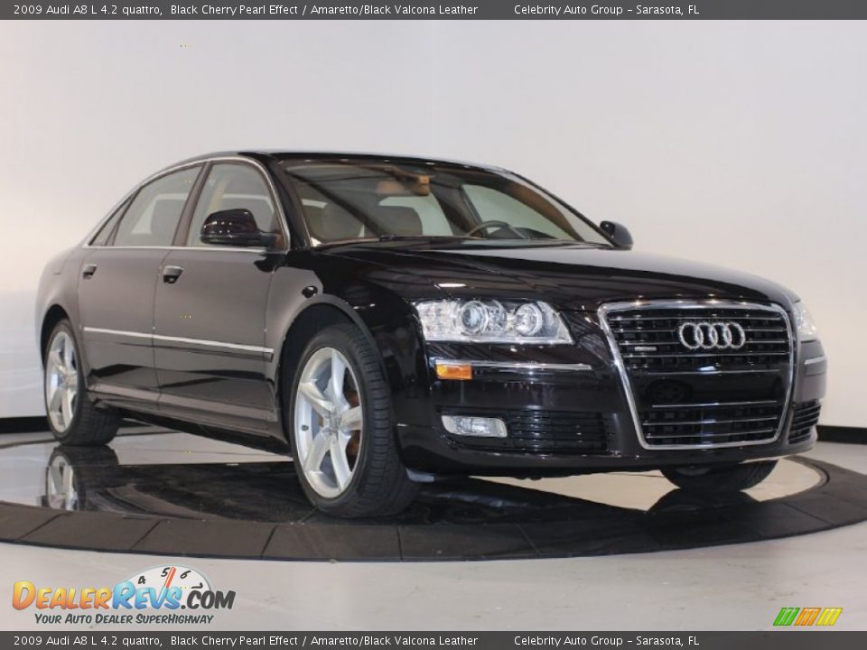 2009 Audi A8 L 4.2 quattro Black Cherry Pearl Effect / Amaretto/Black Valcona Leather Photo #1