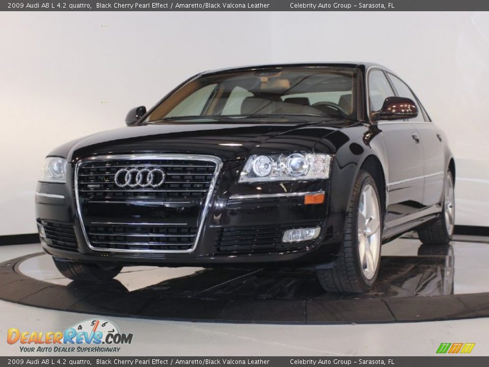 2009 Audi A8 L 4.2 quattro Black Cherry Pearl Effect / Amaretto/Black Valcona Leather Photo #3
