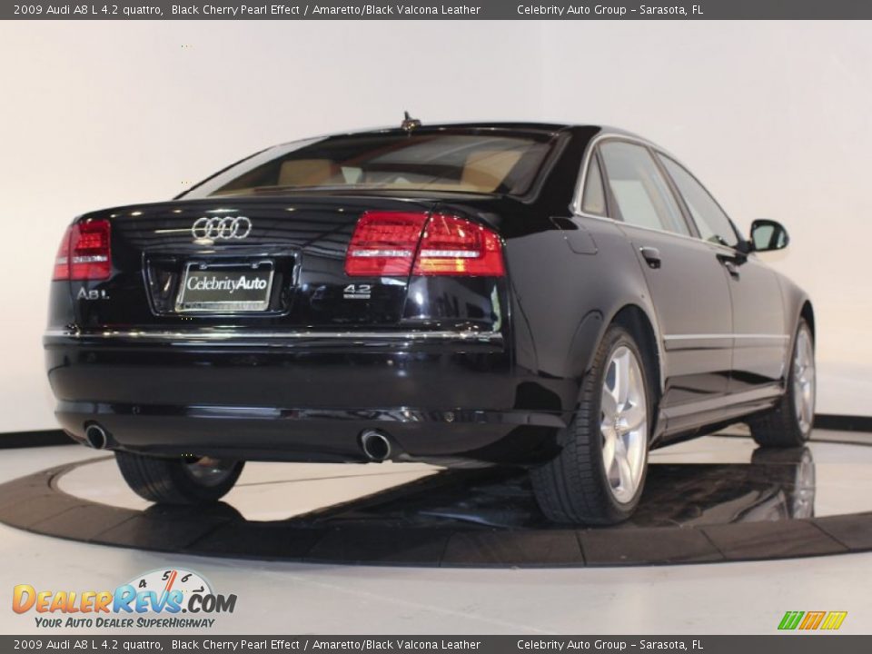 2009 Audi A8 L 4.2 quattro Black Cherry Pearl Effect / Amaretto/Black Valcona Leather Photo #7