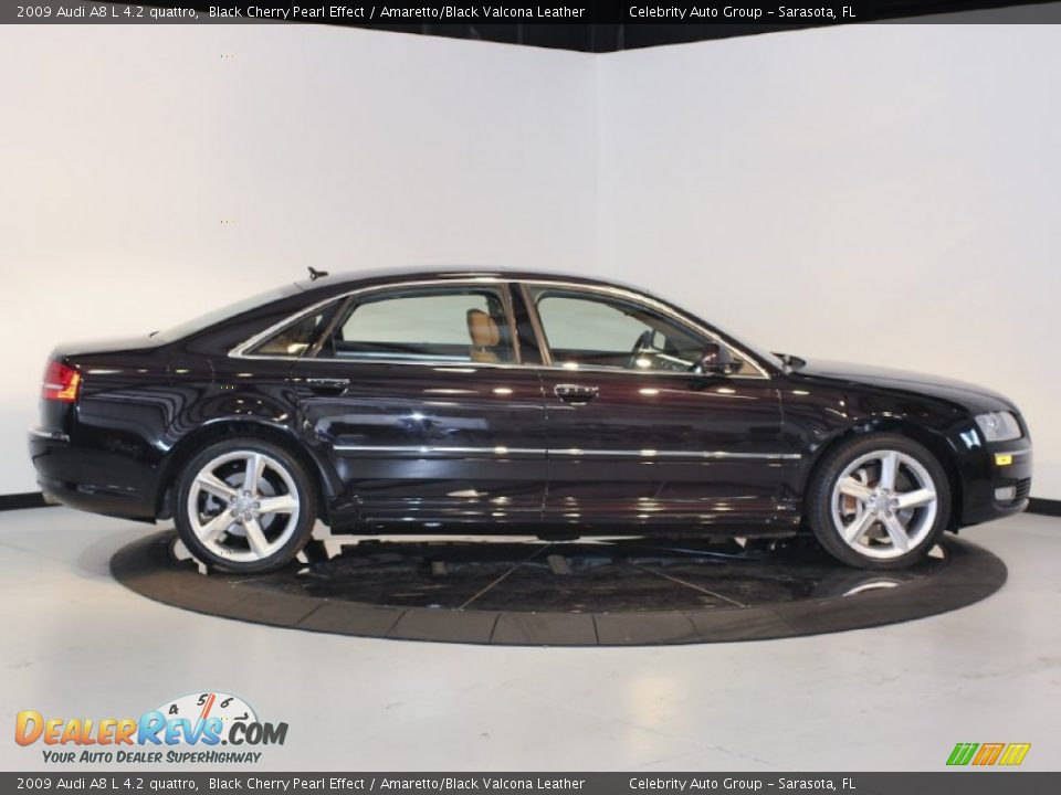 2009 Audi A8 L 4.2 quattro Black Cherry Pearl Effect / Amaretto/Black Valcona Leather Photo #8