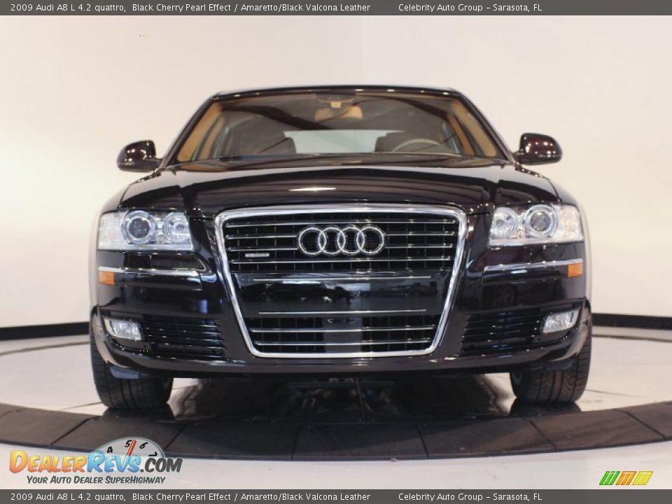 2009 Audi A8 L 4.2 quattro Black Cherry Pearl Effect / Amaretto/Black Valcona Leather Photo #10