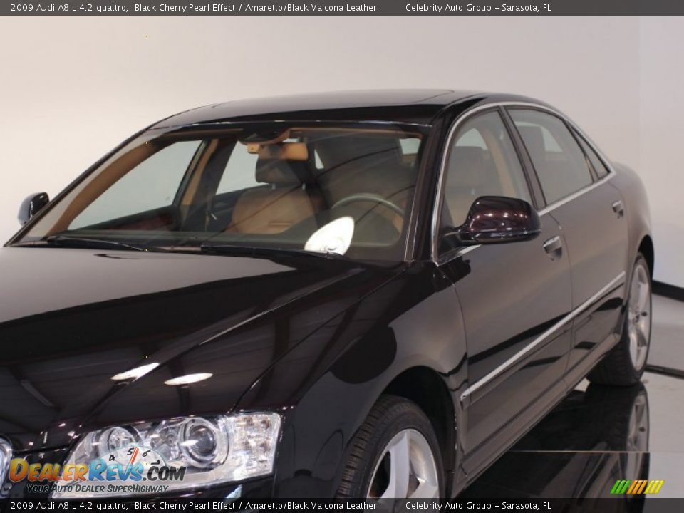 2009 Audi A8 L 4.2 quattro Black Cherry Pearl Effect / Amaretto/Black Valcona Leather Photo #16