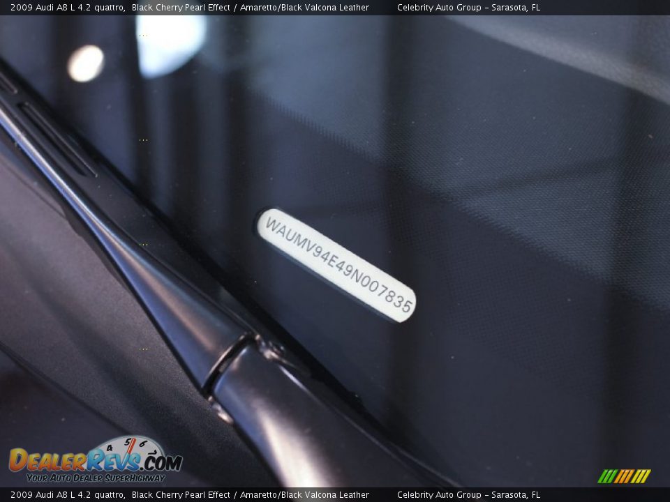 2009 Audi A8 L 4.2 quattro Black Cherry Pearl Effect / Amaretto/Black Valcona Leather Photo #27