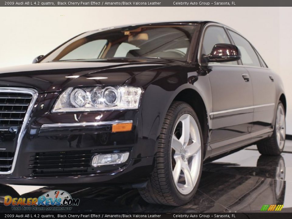 2009 Audi A8 L 4.2 quattro Black Cherry Pearl Effect / Amaretto/Black Valcona Leather Photo #28