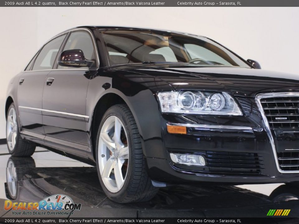 2009 Audi A8 L 4.2 quattro Black Cherry Pearl Effect / Amaretto/Black Valcona Leather Photo #29