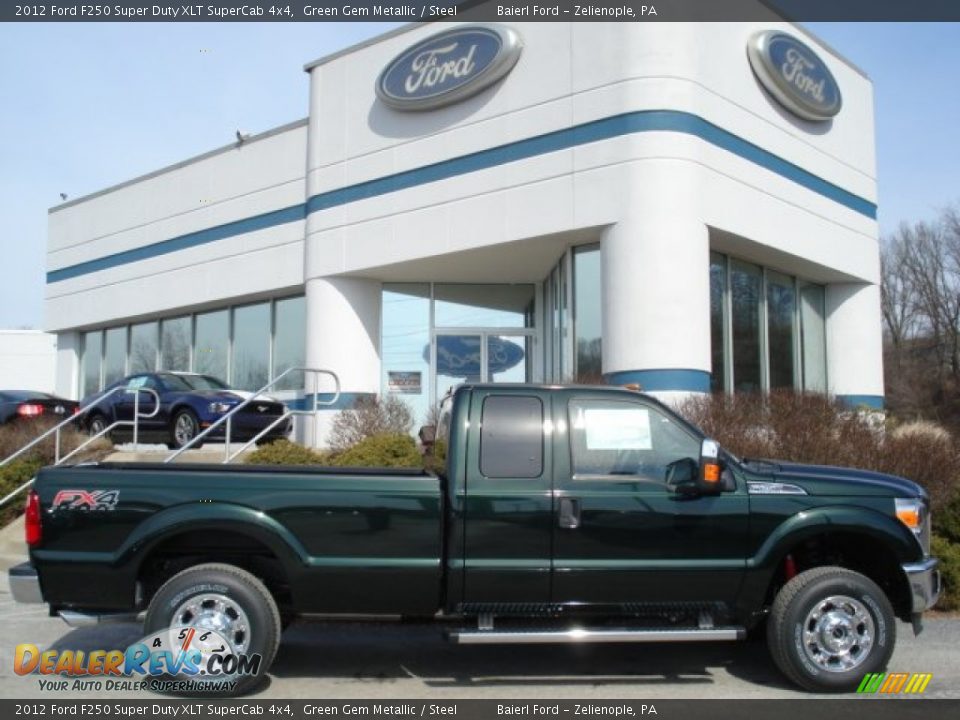 2012 Ford F250 Super Duty XLT SuperCab 4x4 Green Gem Metallic / Steel Photo #1