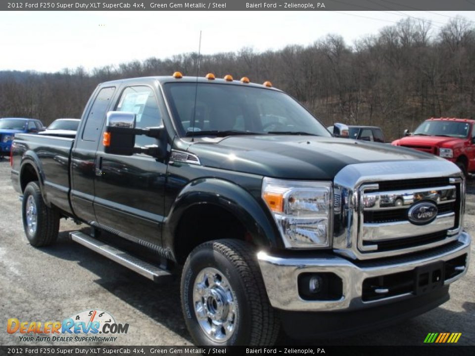 2012 Ford F250 Super Duty XLT SuperCab 4x4 Green Gem Metallic / Steel Photo #2