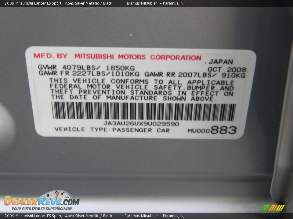 2009 Mitsubishi Lancer ES Sport Apex Silver Metallic / Black Photo #20