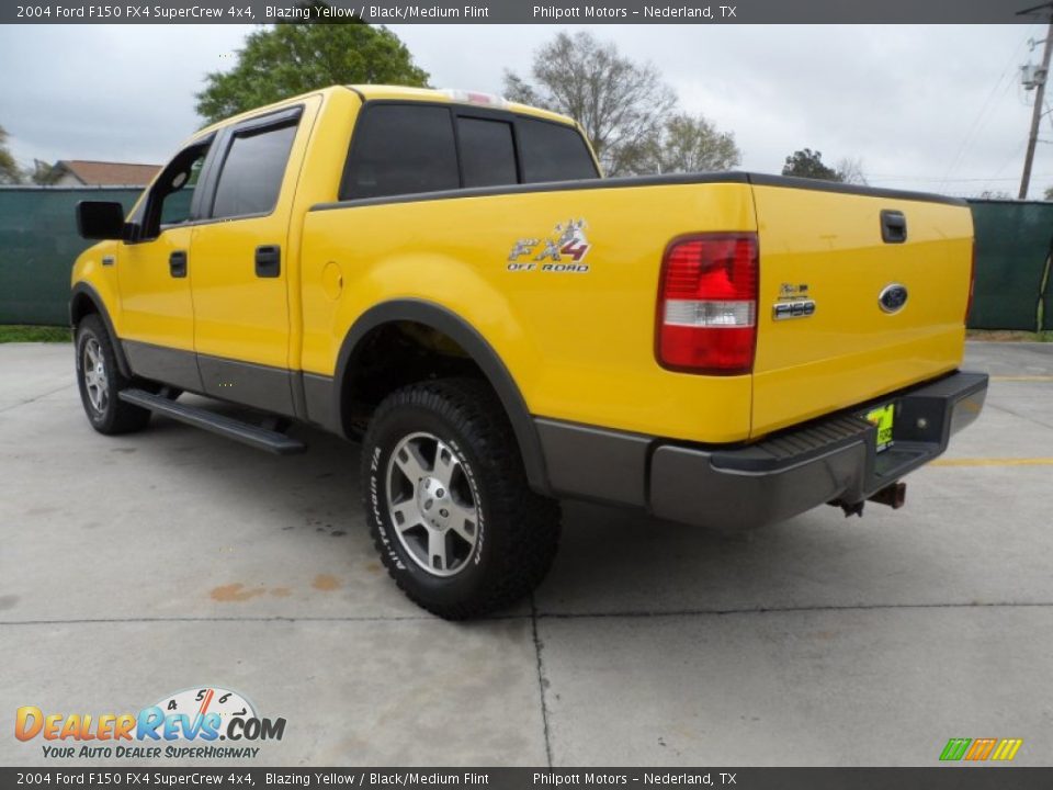 2004 Ford F150 FX4 SuperCrew 4x4 Blazing Yellow / Black/Medium Flint Photo #5