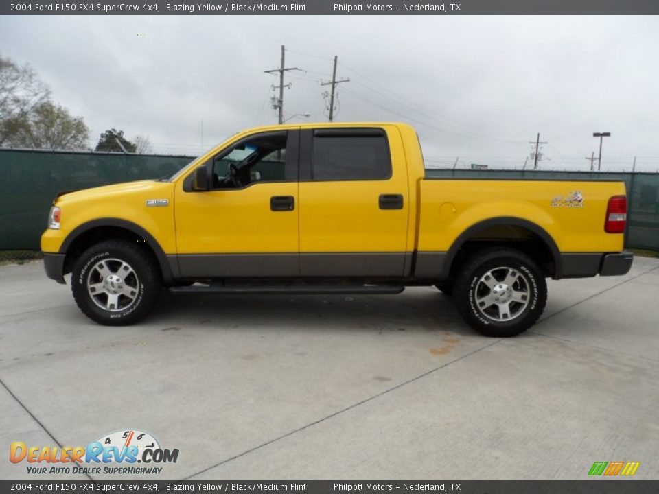 2004 Ford F150 FX4 SuperCrew 4x4 Blazing Yellow / Black/Medium Flint Photo #6