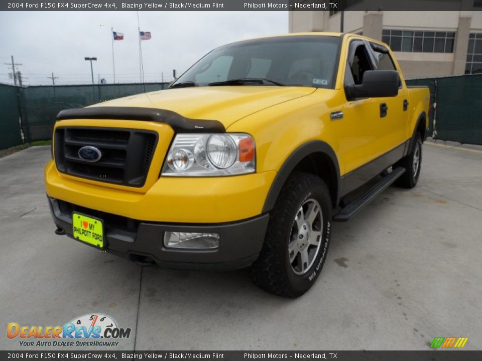 2004 Ford F150 FX4 SuperCrew 4x4 Blazing Yellow / Black/Medium Flint Photo #7