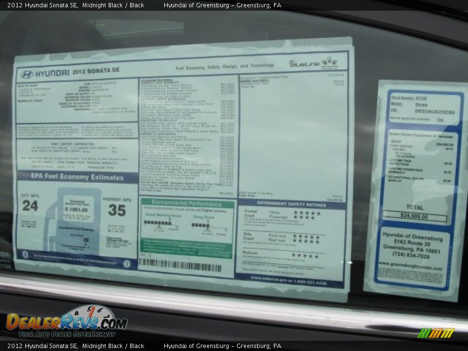 2012 Hyundai Sonata SE Midnight Black / Black Photo #5