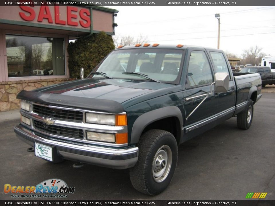 1998 Chevrolet C/K 3500 K3500 Silverado Crew Cab 4x4 Meadow Green Metallic / Gray Photo #1