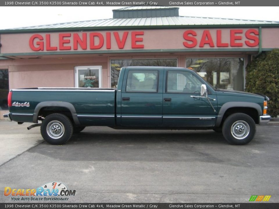 1998 Chevrolet C/K 3500 K3500 Silverado Crew Cab 4x4 Meadow Green Metallic / Gray Photo #2