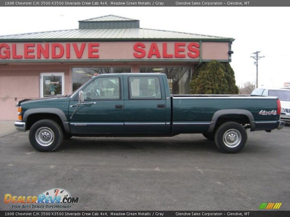 1998 Chevrolet C/K 3500 K3500 Silverado Crew Cab 4x4 Meadow Green Metallic / Gray Photo #3