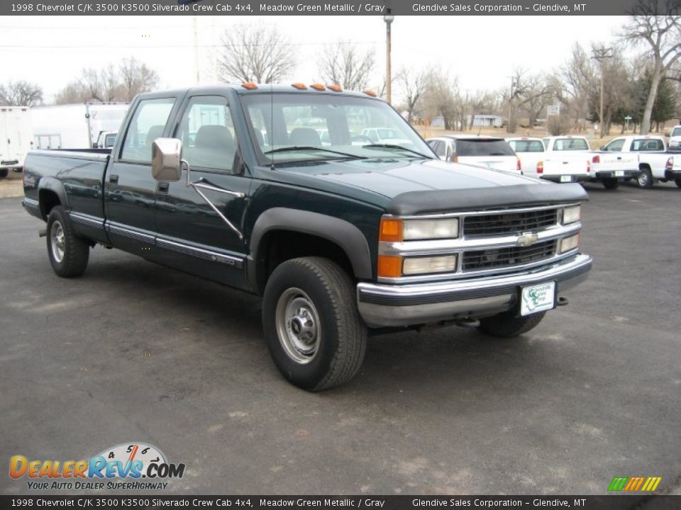 1998 Chevrolet C/K 3500 K3500 Silverado Crew Cab 4x4 Meadow Green Metallic / Gray Photo #4