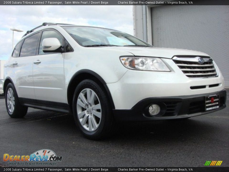 2008 Subaru Tribeca Limited 7 Passenger Satin White Pearl / Desert Beige Photo #1