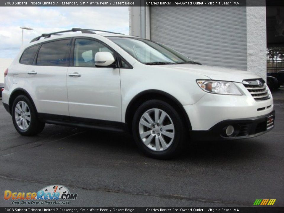 2008 Subaru Tribeca Limited 7 Passenger Satin White Pearl / Desert Beige Photo #2