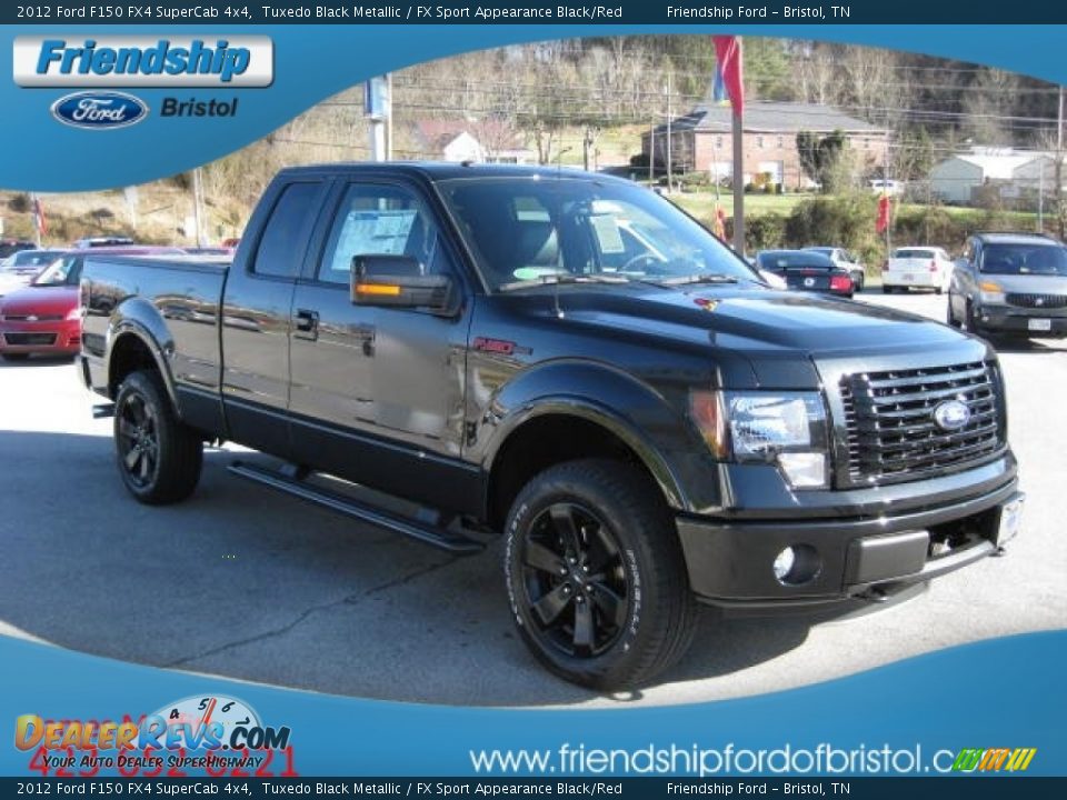 2012 Ford F150 FX4 SuperCab 4x4 Tuxedo Black Metallic / FX Sport Appearance Black/Red Photo #4