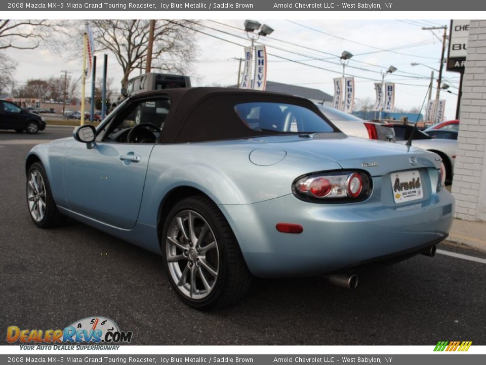 2008 Mazda MX-5 Miata Grand Touring Roadster Icy Blue Metallic / Saddle Brown Photo #4