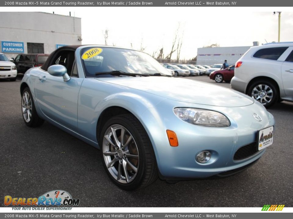 2008 Mazda MX-5 Miata Grand Touring Roadster Icy Blue Metallic / Saddle Brown Photo #7
