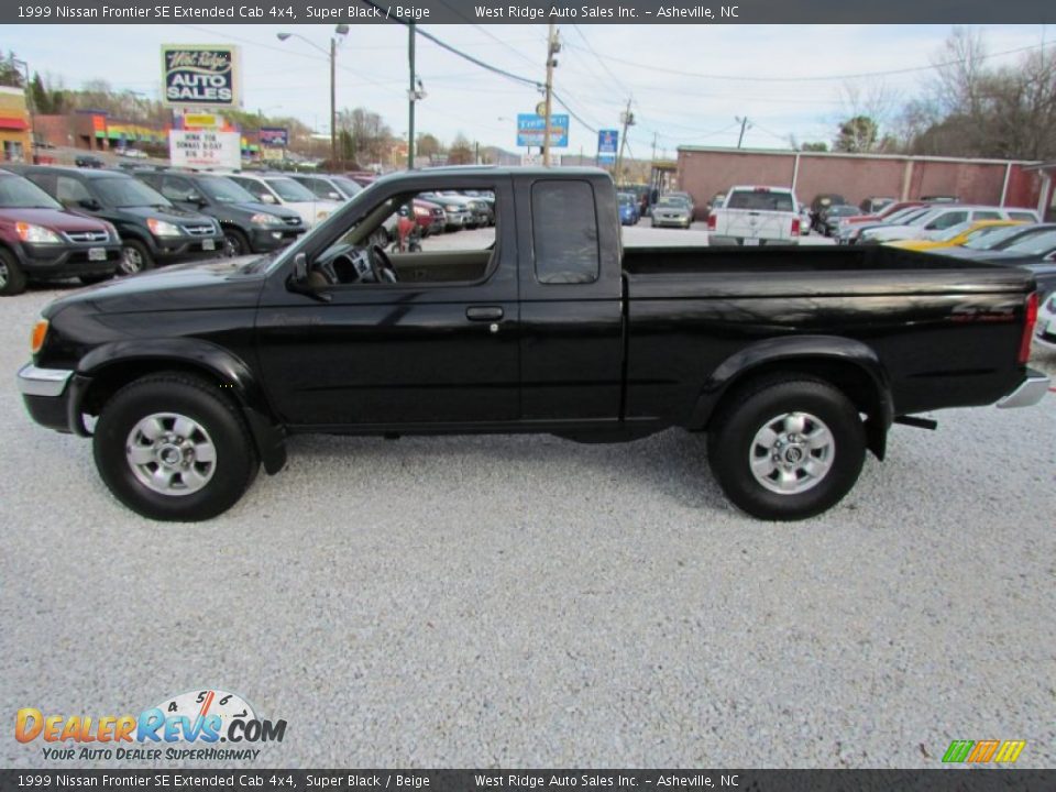 1999 Nissan Frontier SE Extended Cab 4x4 Super Black / Beige Photo #10