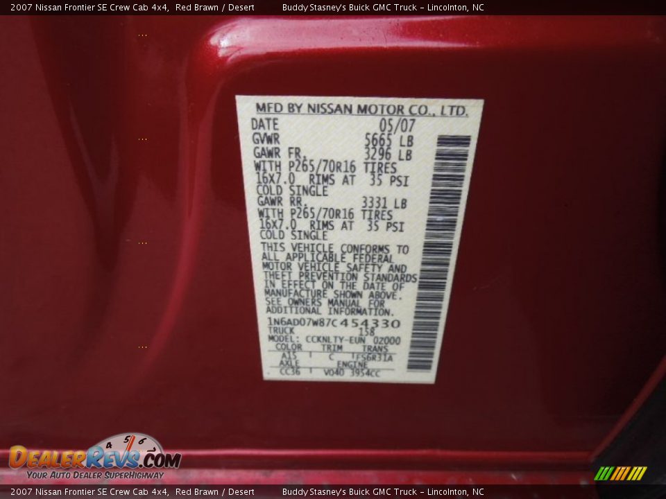 2007 Nissan Frontier SE Crew Cab 4x4 Red Brawn / Desert Photo #5