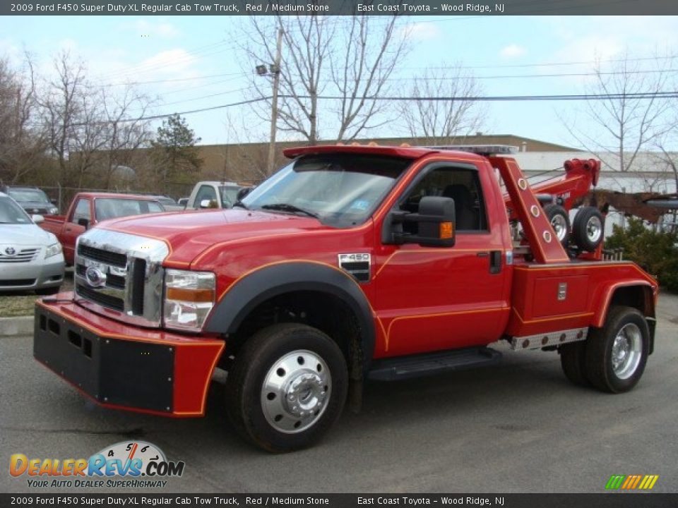 Red 2009 Ford F450 Super Duty XL Regular Cab Tow Truck Photo #3