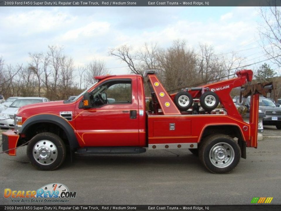 Red 2009 Ford F450 Super Duty XL Regular Cab Tow Truck Photo #4