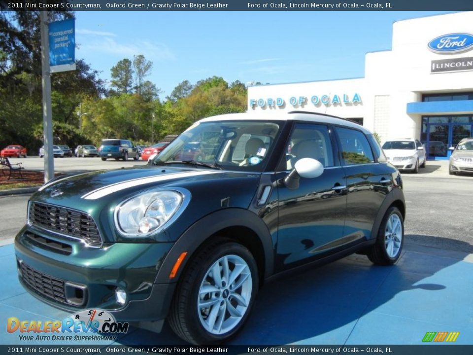 2011 Mini Cooper S Countryman Oxford Green / Gravity Polar Beige Leather Photo #1