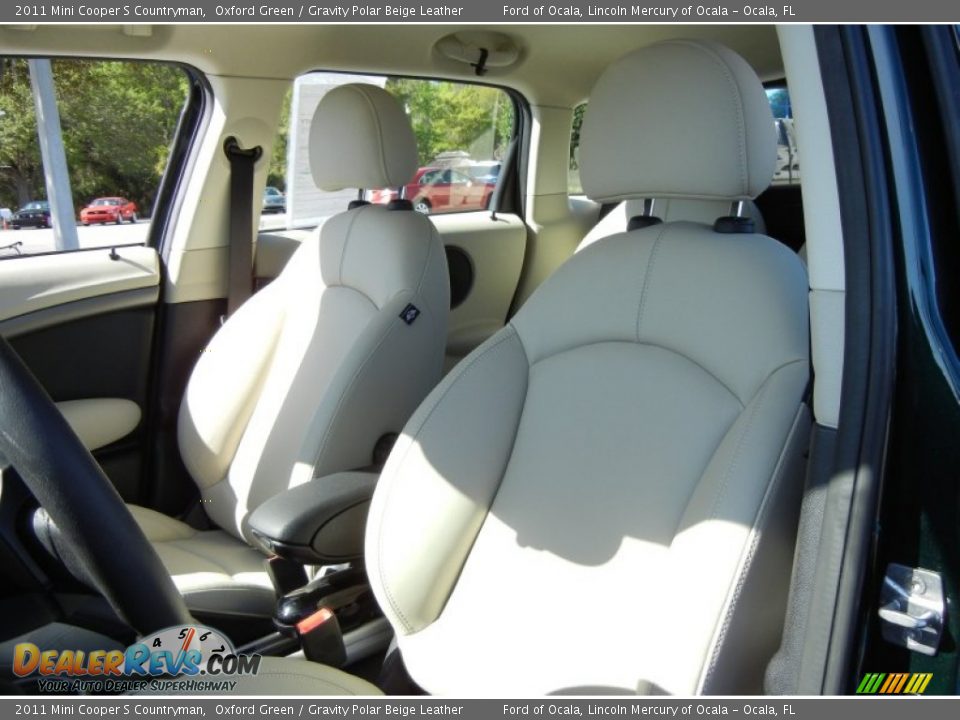 2011 Mini Cooper S Countryman Oxford Green / Gravity Polar Beige Leather Photo #12