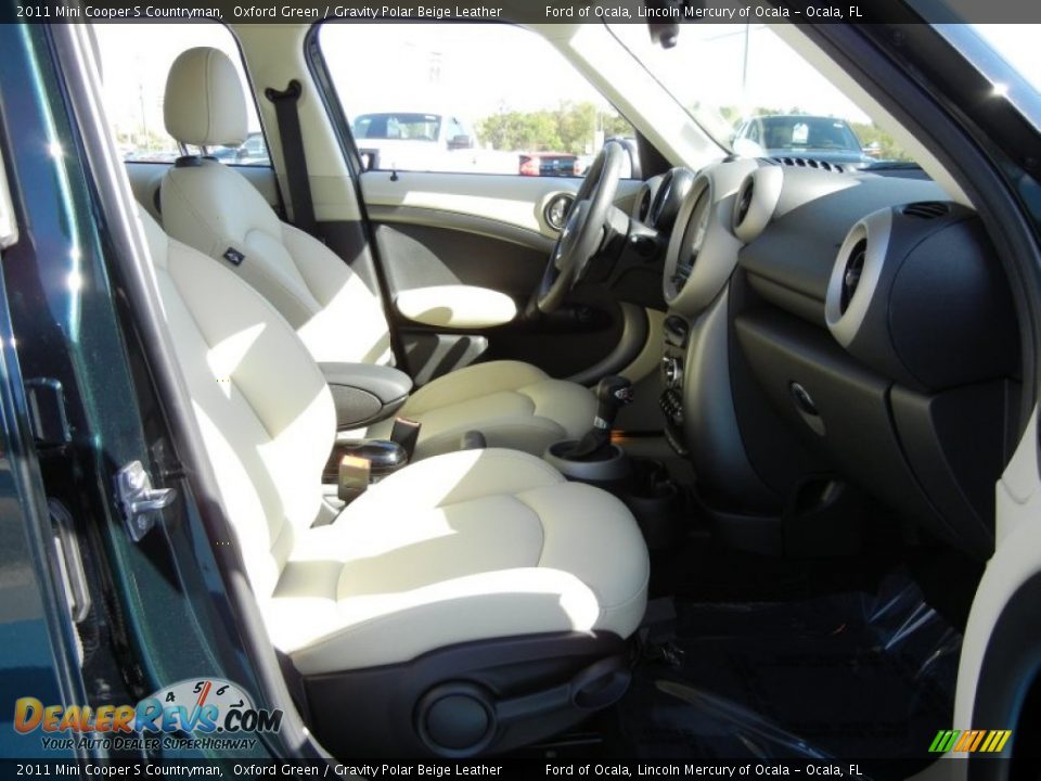 2011 Mini Cooper S Countryman Oxford Green / Gravity Polar Beige Leather Photo #16