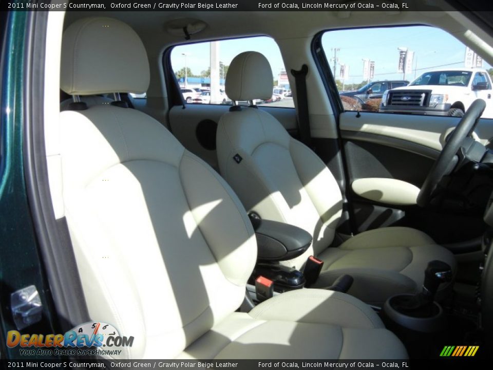 2011 Mini Cooper S Countryman Oxford Green / Gravity Polar Beige Leather Photo #17