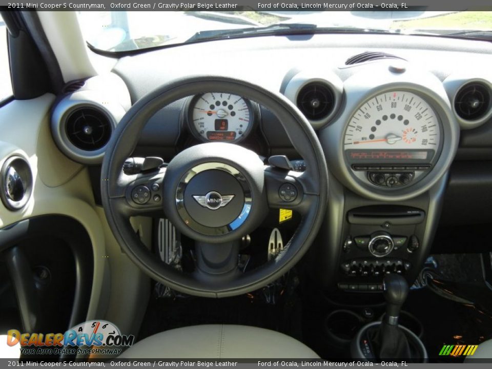 2011 Mini Cooper S Countryman Oxford Green / Gravity Polar Beige Leather Photo #19