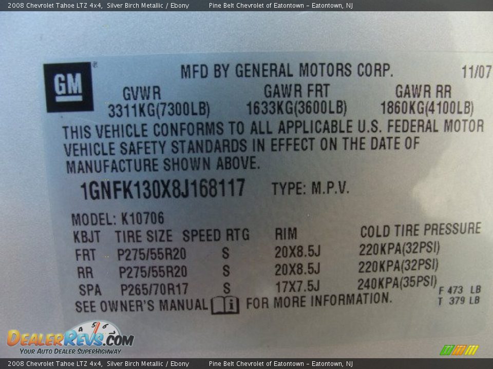 2008 Chevrolet Tahoe LTZ 4x4 Silver Birch Metallic / Ebony Photo #12
